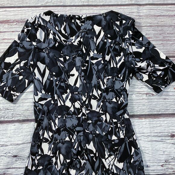 DB Womens Dress size 4 Black Gray Ivory Wrap Look Soft Silky Stretch Back Zip Up - Picture 10 of 12